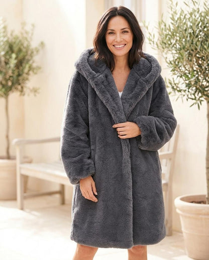 Marvis Mode - Tiram | Plüschig Lang Mantel Damen