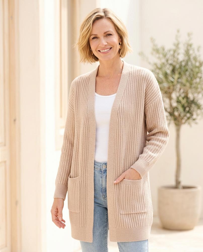 Marvis Mode - Verel | Gerippt Verschlusslos Cardigan Damen