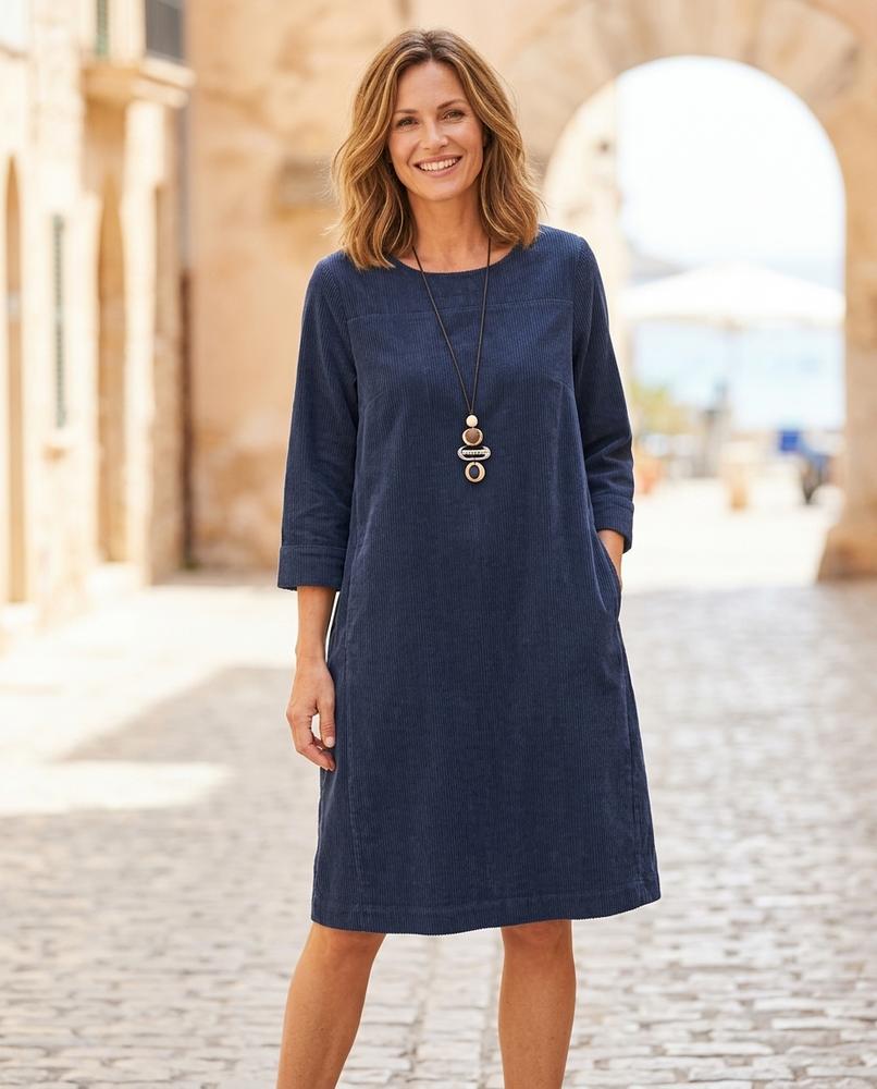 Marvis Mode - Yodan | Gerippt Dreiviertelärmlig Kleid Damen