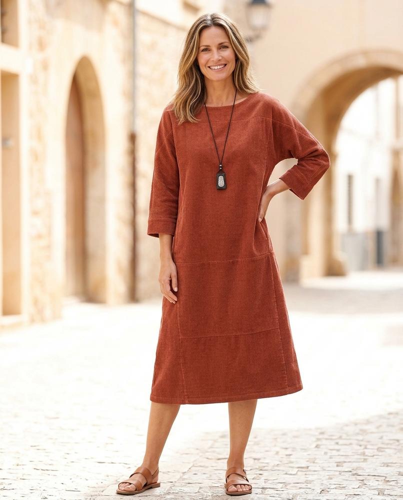 Marvis Mode - Yodan | Gerippt Dreiviertelärmlig Kleid Damen