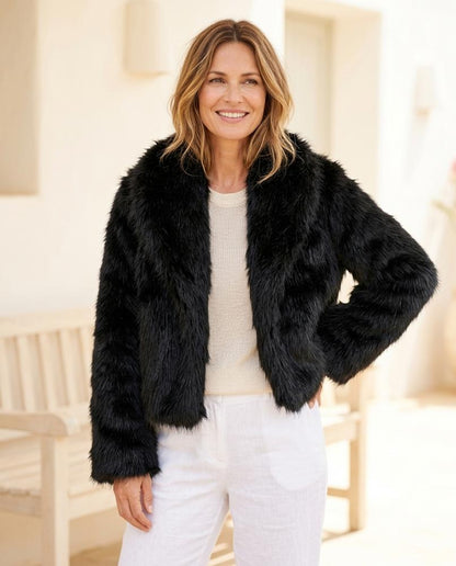 Marvis Mode - Misel | Langhaarige Verschlusslose Jacke Damen