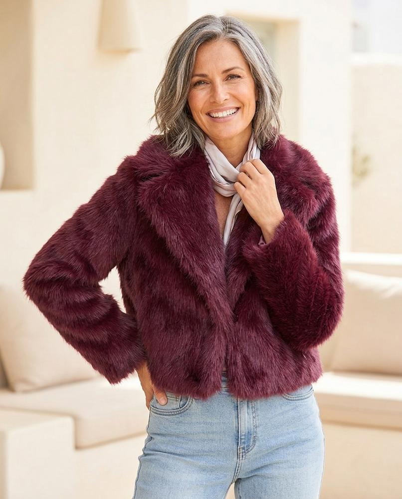 Marvis Mode - Misel | Langhaarige Verschlusslose Jacke Damen