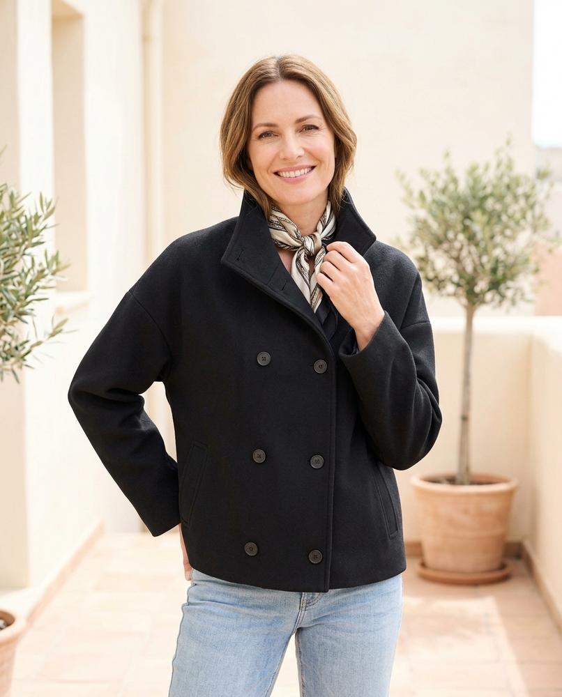 Marvis Mode - Comel | Doppelreihige Kurzgeschnittene Jacke Damen