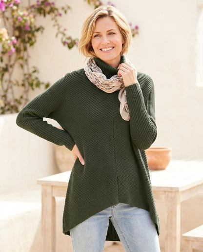 Marvis Mode - Elrel | Strukturiert Asymmetrisch Rollkragenpullover Damen