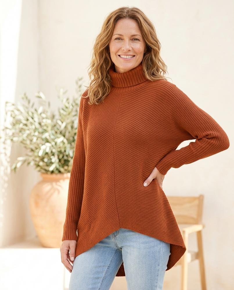 Marvis Mode - Elrel | Strukturiert Asymmetrisch Rollkragenpullover Damen