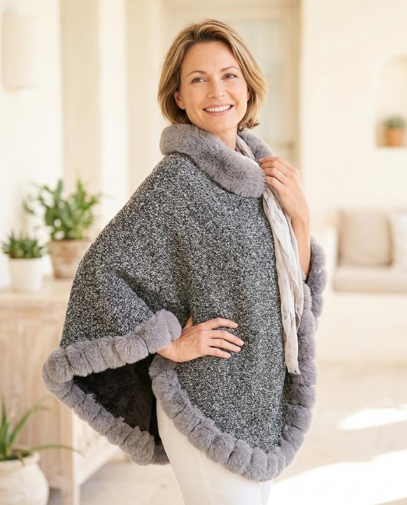 Marvis Mode - Lysel | Pelzbesetzter Ärmelloser Pullover Damen