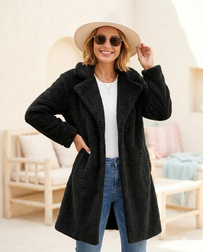 Marvis Mode - Nimel | Plüschiger Langer Mantel Damen