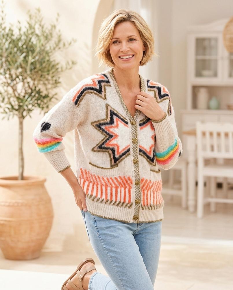 Marvis Mode - Cavar | Gemustert Strukturiert Cardigan Damen