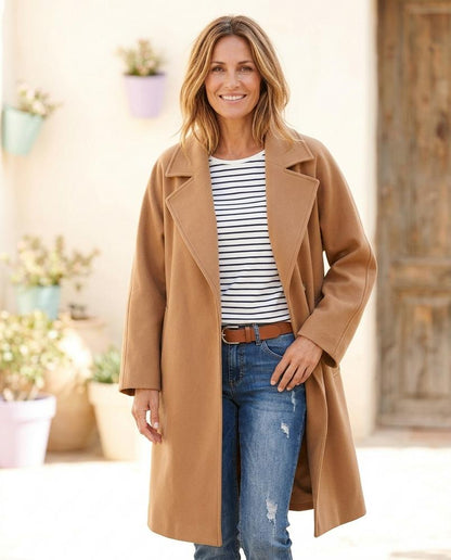 Marvis Mode - Maken | Weit Geschnittener Filzartiger Mantel Damen