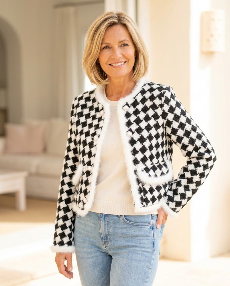 Marvis Mode - Timon | Kariert Besetzt Jacke Damen