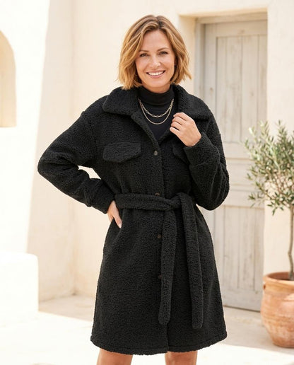 Marvis Mode - Kesil | Gegürtelt Strukturiert Mantel Damen