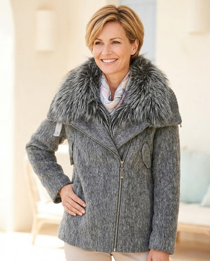 Marvis Mode - Lymin | Pelzbesetzt Gefüttert Jacke Damen