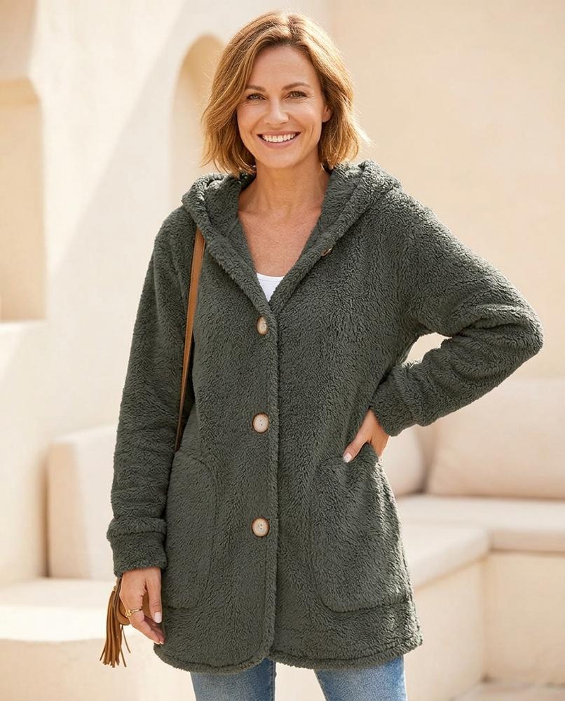 Marvis Mode - Noven | Geknöpfte plüschige Jacke Damen