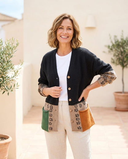 Marvis Mode - Malom | Mehrfarbiger Gemusterter Cardigan Damen