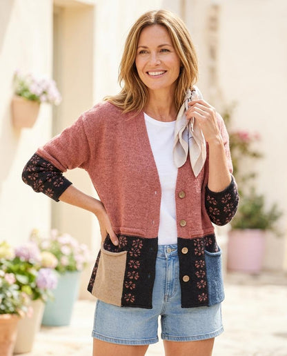 Marvis Mode - Malom | Mehrfarbiger Gemusterter Cardigan Damen