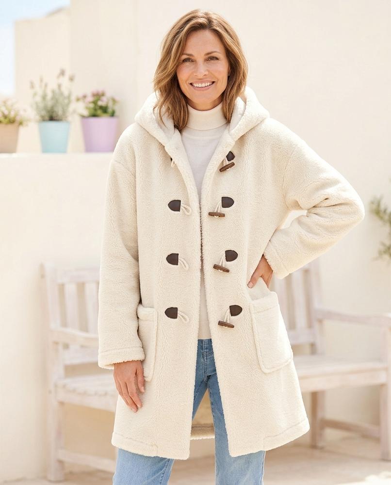 Marvis Mode - Nelor | Geknebelter Plüschiger Mantel Damen