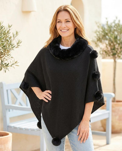 Marvis Mode - Danav | Asymmetrischer Pelzbesetzter Mantel Damen