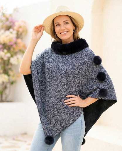 Marvis Mode - Danav | Asymmetrischer Pelzbesetzter Mantel Damen