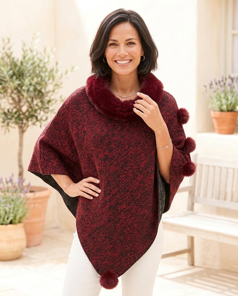 Marvis Mode - Danav | Asymmetrischer Pelzbesetzter Mantel Damen