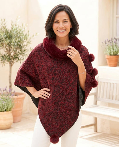 Marvis Mode - Danav | Asymmetrischer Pelzbesetzter Mantel Damen