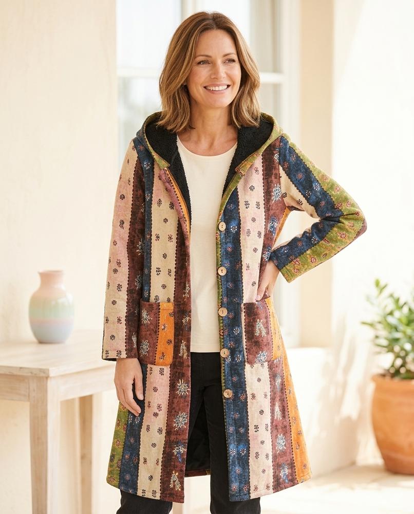 Marvis Mode - Tinal | Gefütterter Gestreifter Mantel Damen
