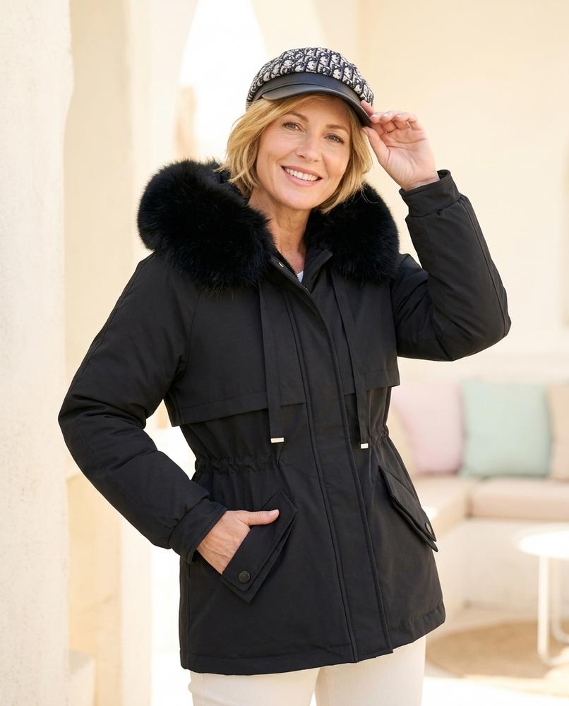 Marvis Mode - Zezan | Gefüttert Fellkapuzen Jacke Damen