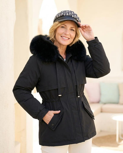 Marvis Mode - Zezan | Gefüttert Fellkapuzen Jacke Damen
