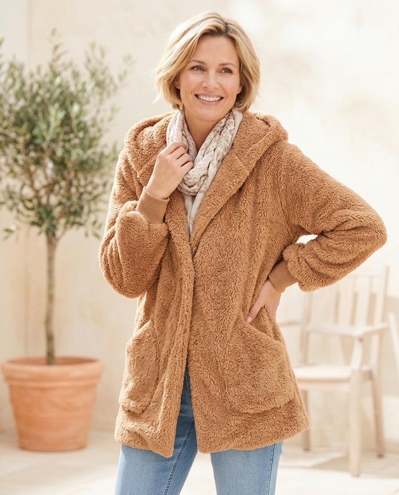 Marvis Mode - Elsen | Verschlusslose Plüschige Jacke Damen