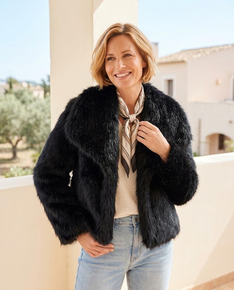 Marvis Mode - Coron | Langhaarige Verschlusslose Jacke Damen