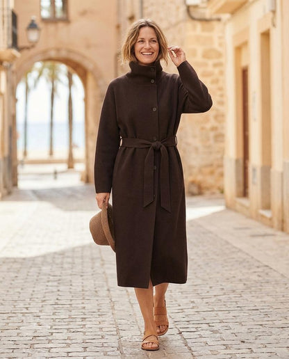 Marvis Mode - Sehal | Hochgeschlossen Gegürtet Mantel Damen