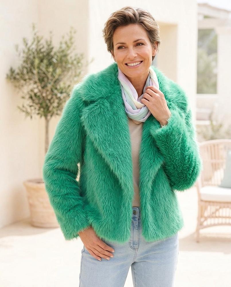 Marvis Mode - Vemer | Pelzähnlich Offen Jacke Damen