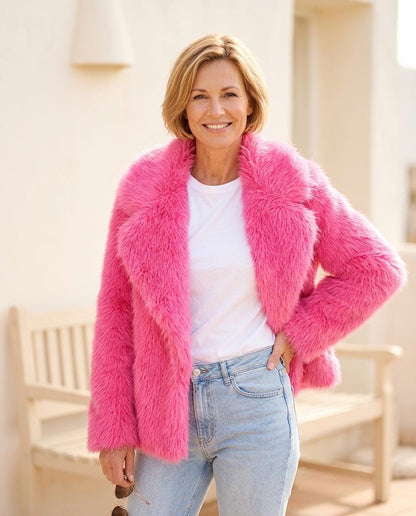 Marvis Mode - Vemer | Pelzähnlich Offen Jacke Damen
