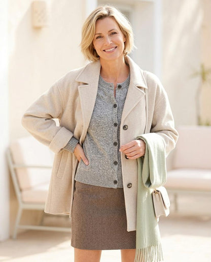 Marvis Mode - Lovel | Kragenloser Weit Geschnittener Mantel Damen