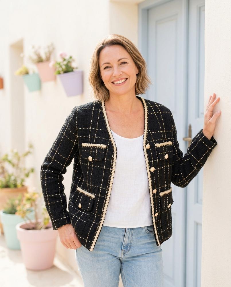Marvis Mode - Nemon | Kariert Paspeliert Jacke Damen
