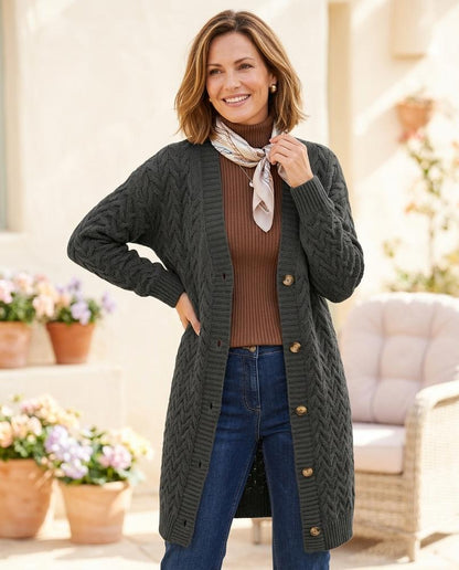 Marvis Mode - Rosan | Strukturiert Geknöpft Strickjacke Damen