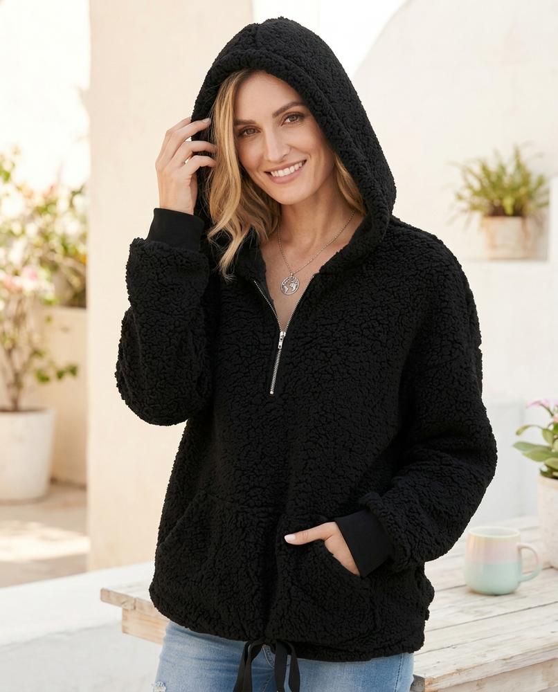 Marvis Mode - Vevar | Langärmliger Strukturierter Hoodie Damen