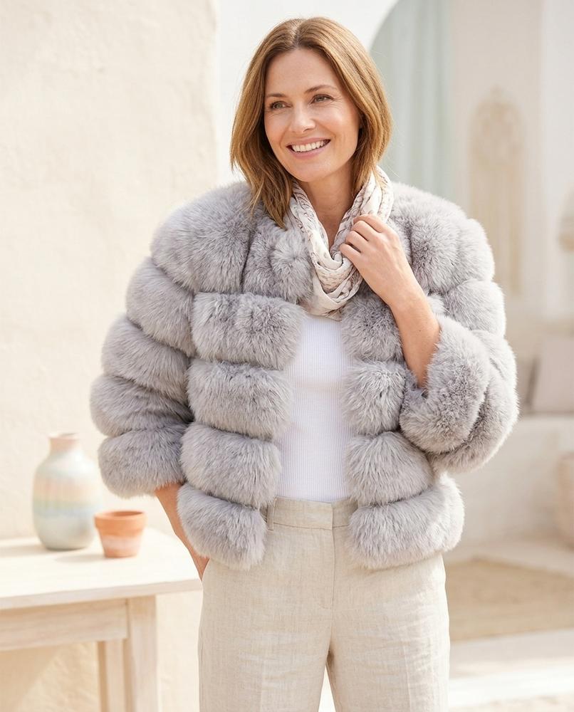 Marvis Mode - Vamer | Gestufte Kragenlose Jacke Damen