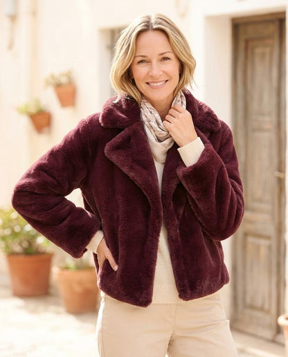 Marvis Mode - Lelev | Plüschige Kurzgeschnittene Jacke Damen