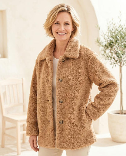 Marvis Mode - Leral | Plüschige Geknöpfte Jacke Damen
