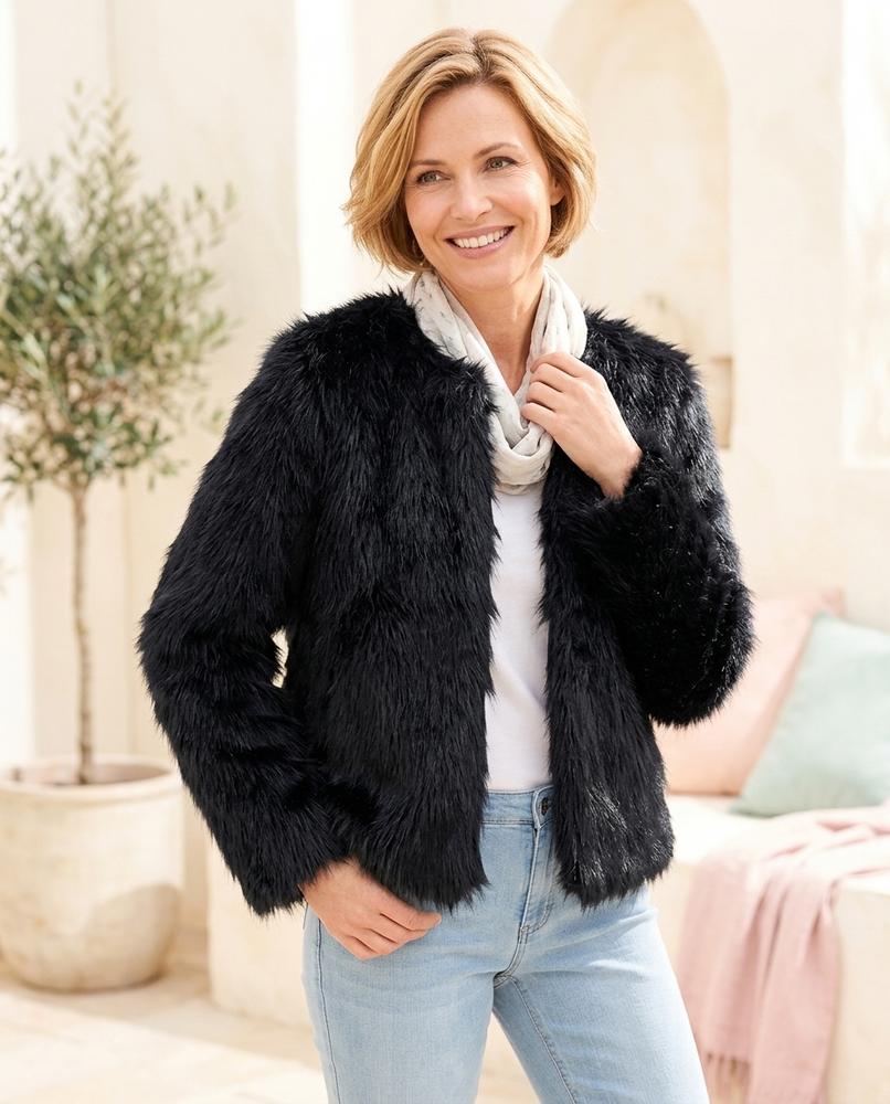 Marvis Mode - Zamel | Kragenlos Langhaarig Jacke Damen