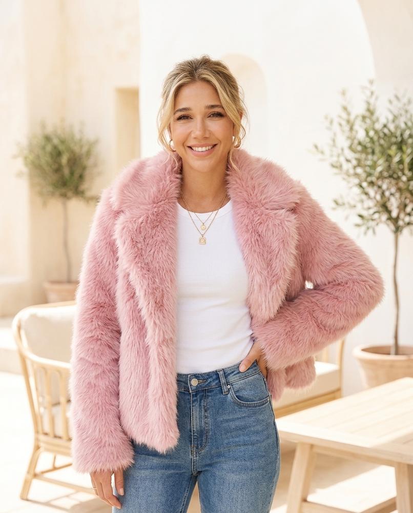 Marvis Mode - Viron | Plüschige Kragenlose Jacke Damen