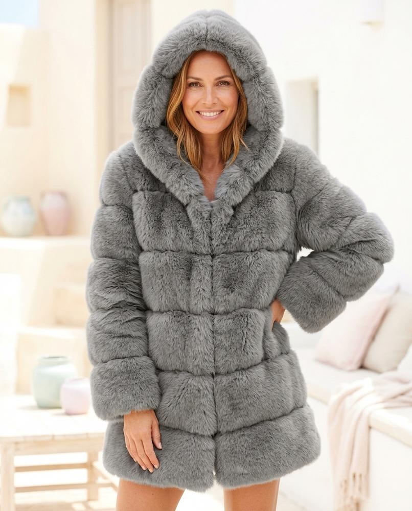 Marvis Mode - Comon | Voluminös Plüschig Mantel Damen