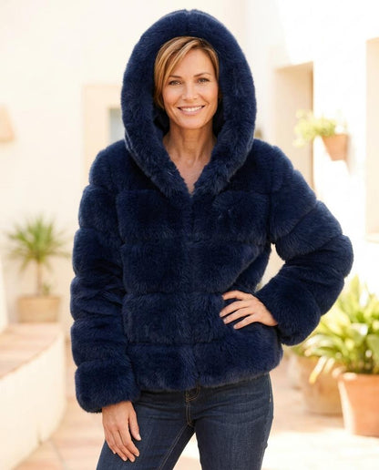 Marvis Mode - Comon | Voluminös Plüschig Mantel Damen