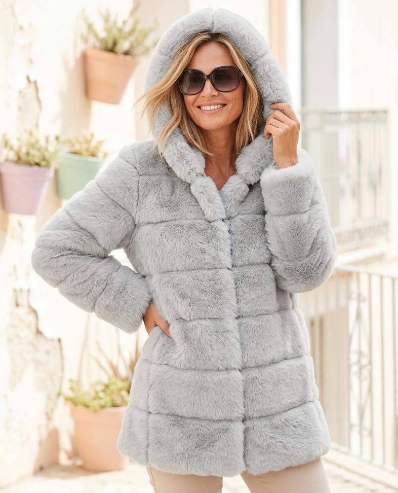 Marvis Mode - Comon | Voluminös Plüschig Mantel Damen