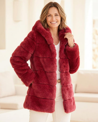 Marvis Mode - Comon | Voluminös Plüschig Mantel Damen