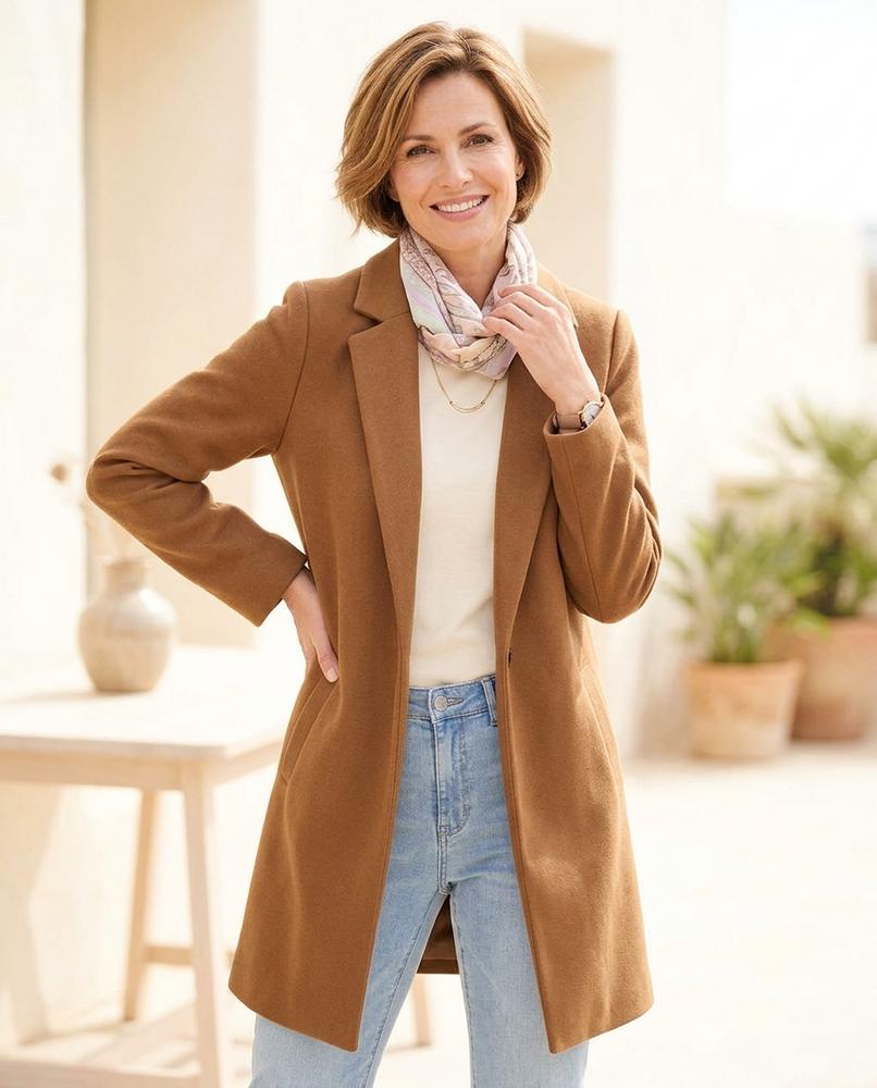 Marvis Mode - Kemel | Knopfloser Woll Mantel Damen