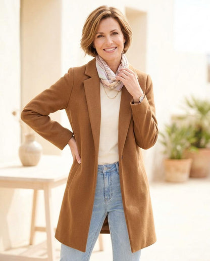 Marvis Mode - Kemel | Knopfloser Woll Mantel Damen