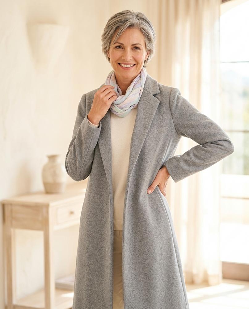 Marvis Mode - Kemel | Knopfloser Woll Mantel Damen