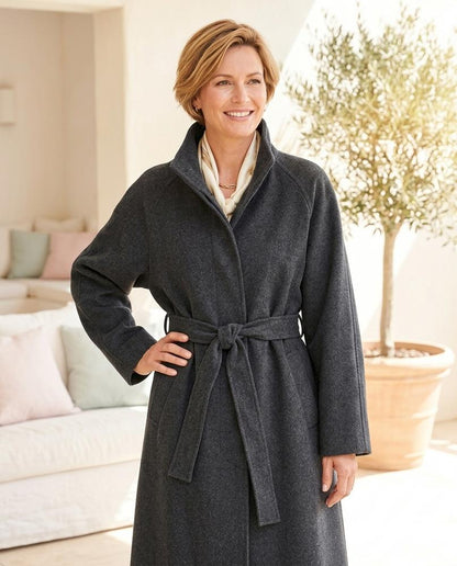 Marvis Mode - Lelin | Hochgeschlossen Gegürtet Mantel Damen