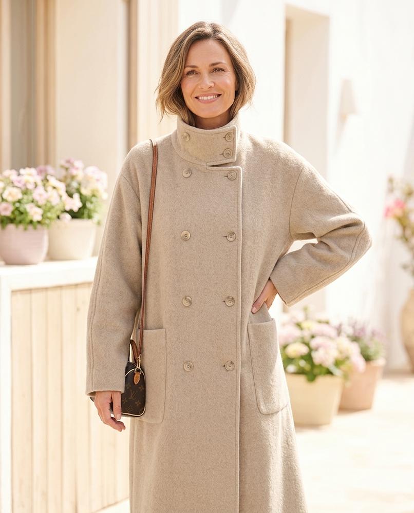 Marvis Mode - Rolev | Hochgeschlossen Asymmetrisch Mantel Damen